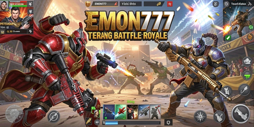 Tangkapan layar gameplay seru di EMON777 saat pertempuran Battle Royale.