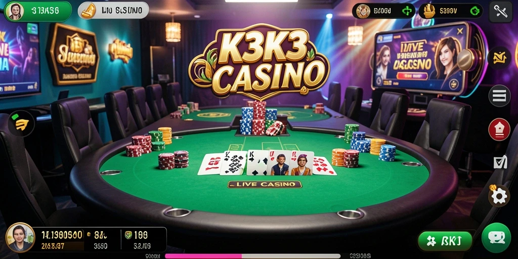 Tampilan K3K3 saat permainan Live Casino dengan dealer profesional.