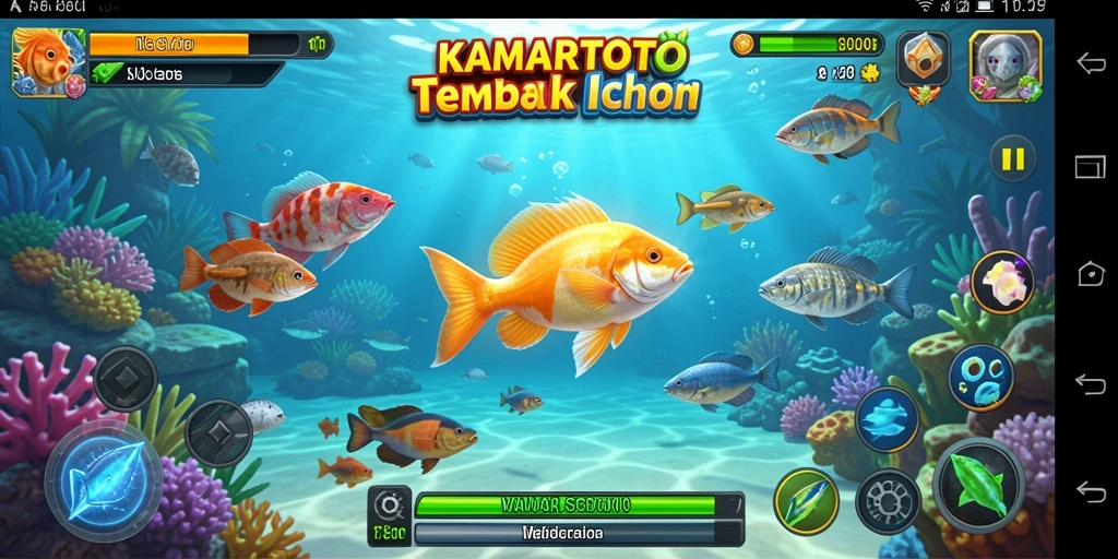Screenshot gameplay KAMARTOTO yang seru saat menembak ikan.