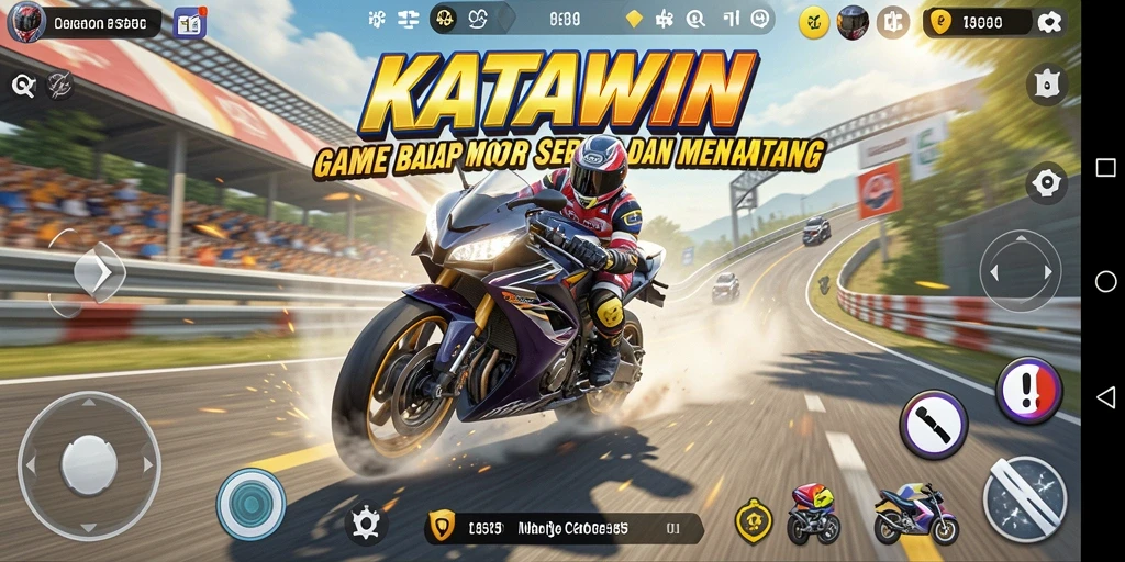 Gameplay seru di KATAWIN dengan aksi balap motor intens.