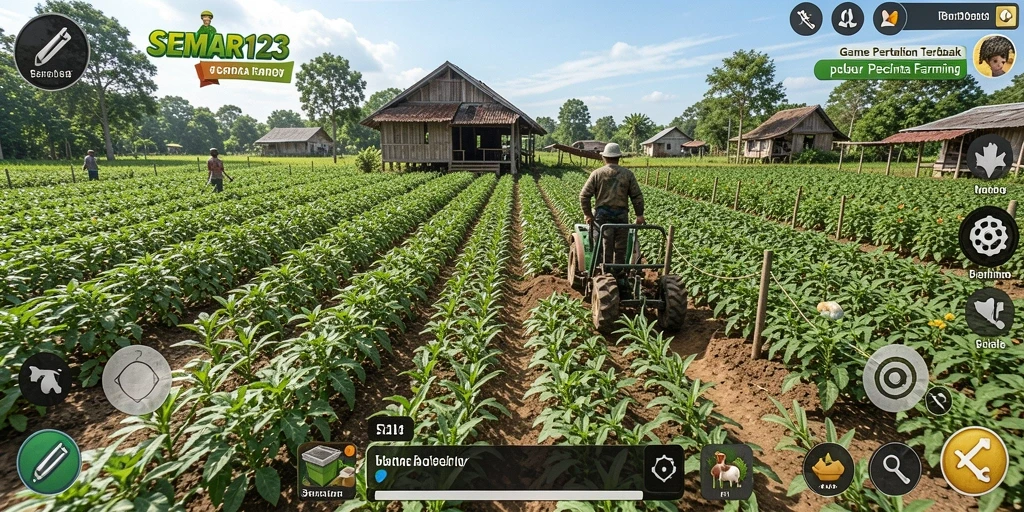 Tangkapan layar SEMAR123 menampilkan aktivitas bercocok tanam yang seru.