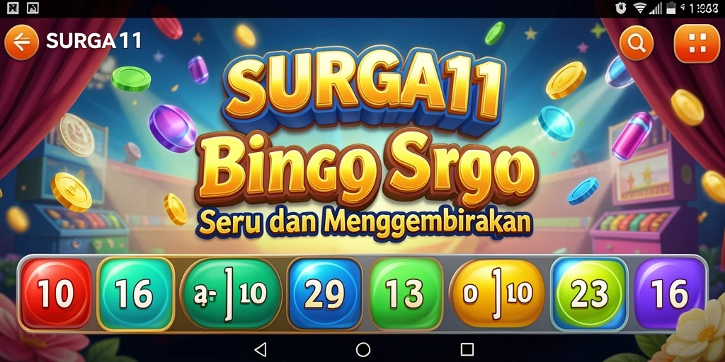 Tampilan gameplay seru dari SURGA11 dengan kartu Bingo yang berwarna-warni.