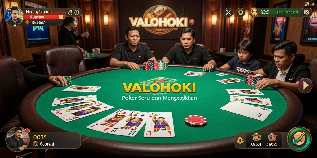Tampilan permainan poker yang menarik dan seru di VALOHOKI.