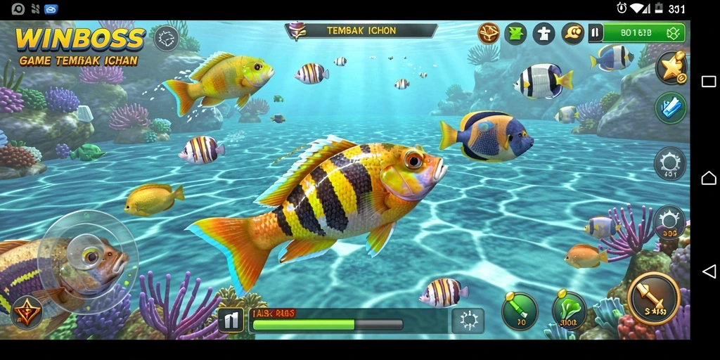 Screenshot utama gameplay Tembak Ikan yang penuh aksi.